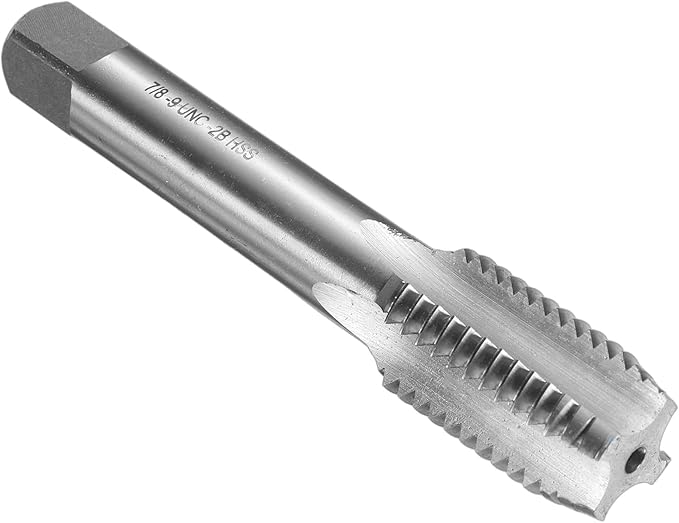 uxcell Hand Bottom Tap 7/8-9 UNC 2B Thread Bottoming Style Threading Taps High Speed Steel HSS6542 Straight Flutes Screw Tapping Tool