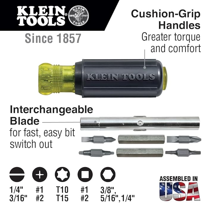 Klein Tools 80019 Tool Set, Multi-Bit Screwdriver and Nut Driver Tool Kit, 30 Different Industrial Strength Bits and Sizes, 4-Piece