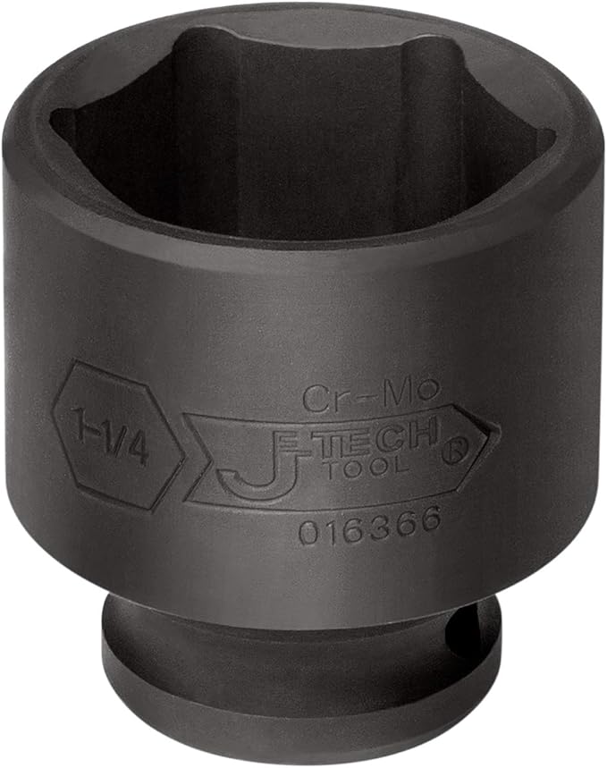 Jetech 1/2 Inch Drive 1-1/4 Inch Standard Impact Socket, Made with Chrome Molybdenum Alloy Steel, Heat Treated, 6-Point Design, SAE