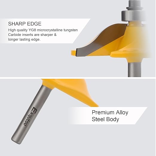 Exqutoo 1PCS 1/4" Shank 2-1/2" Diameter Raised Panel Cabinet Door Making Router Bit Woodworking Tools Door & Window Router Bit