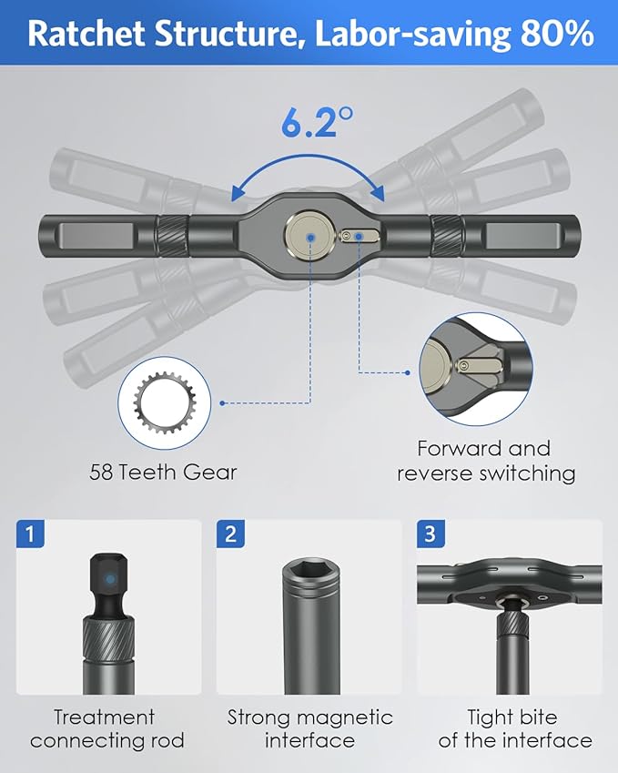 42 in 1 Magnetic Screwdriver Set, AMIR Ratchet Screwdriver Set for Christmas Gifts, DIY Repair Tool Kit with Magnetic Multi Bit, Rotatable T Handle for Furniture, Computer