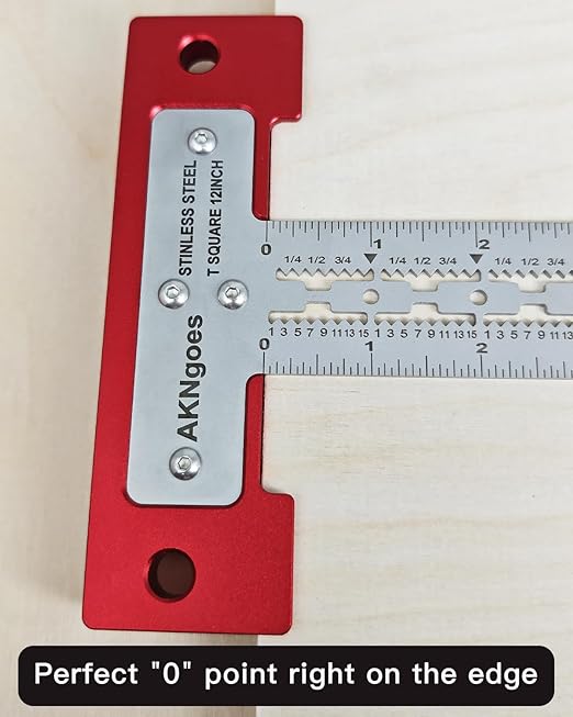 Precision Scriber T Square Ruler, T Square with Support Lips, Built in Scribe Notches, Stainless Steel Architect Ruler for Carpenter Work, Layout and Measuring Tools - 24inch