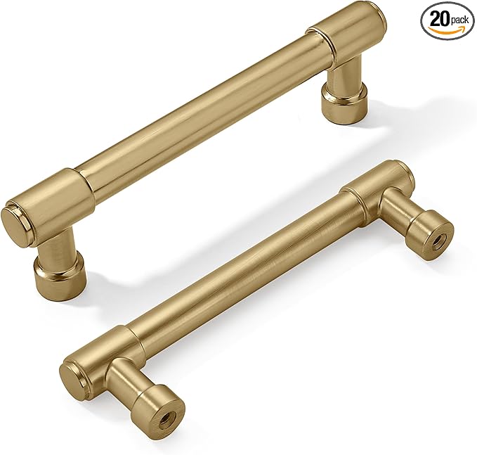 khtumeware 20 Pack 3-3/4 Inch(96mm) Champagne Bronze Cabinet Pulls Satin Brass Cabinet Handles Gold Kitchen Cabinet Hardware for Cupboard Drawer Pulls Dresser Handle