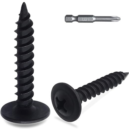 120pcs #8 횞 1??Modified Truss Head Wood Screws, Phillips Drive, Black Wood Screws, Screws with Screwdriver Bit