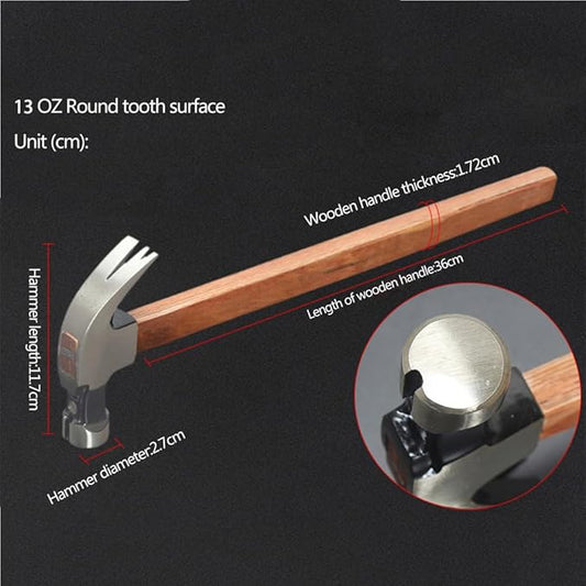 Claw Hammer Wood Handle, Claw Hammer 10OZ/13OZ, Smooth Hammer, Claw Hammer for Building, Woodwork, Home Repair,Wood,13OZ