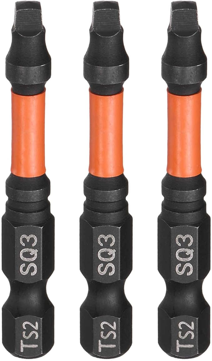 HARFINGTON 3pcs Square Head Screwdriver Bits 1/4" Hex Shank SQ3 Magnetic Head 2" Length S2 Steel Screw Driver Drill Bit for Repair Work Electric Screw Driver