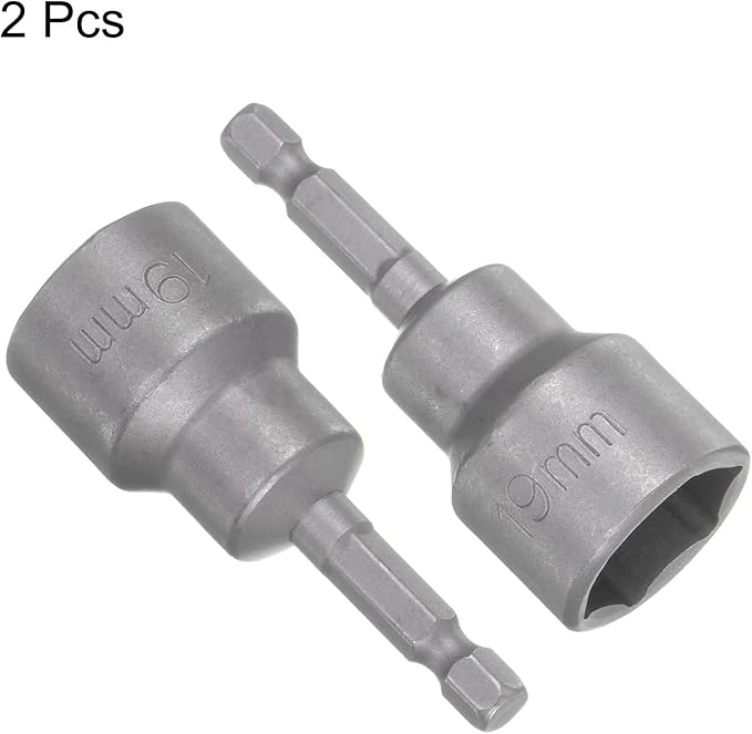 uxcell 19mm Magnetic Hex Socket 64mm/2.52", 1/4" Hex Shank Magnetic Power Nut Driver Set CR-V Quick-Release Extensions for Impact Drill Nut Setters Socket Wrench Screw, 2 Pcs