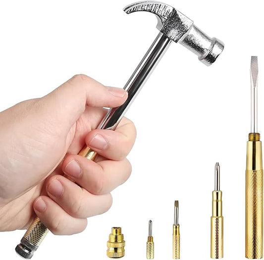 Claw Hammers GooMood 6 in 1 Metal Hammer 【a reliable set of tools for basic home maintenance】Multifunctional Camping Hammer Set Screwdriver Small with Screwdriver Hammers Hand Tools