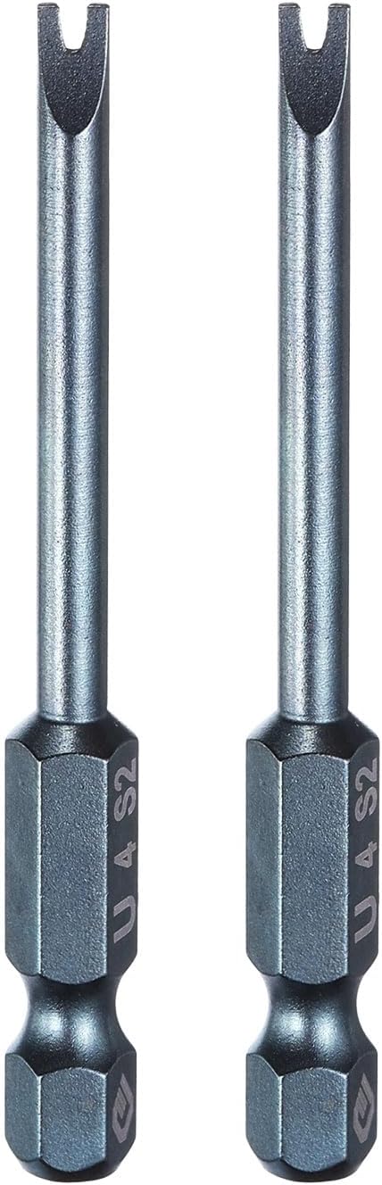 HARFINGTON 2pcs U-Type Screwdriver Bit 1/4" Hex Shank U4 Magnetic Head 2.6" Length S2 Steel U-Shaped Screw Driver Bit for Repair Work Electric Screwdriver, Blue