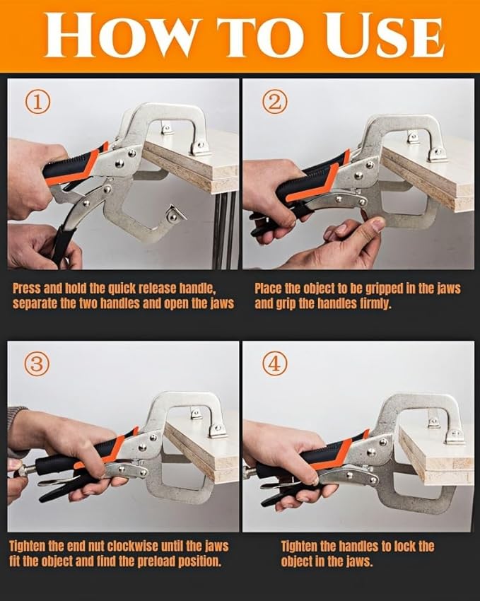 6 inch C Clamp Locking, 10Pcs Heavy Duty Welding Clamps Pliers Set Vise Grip Clamps with Swivel Pad for Electrician Maintenance, Wood Working, Welding and Craftsmen Home Workshop