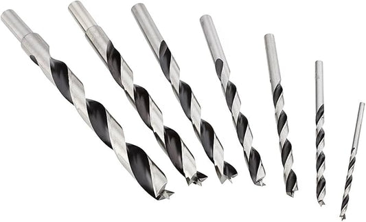 Fisch - 1200318 FSF-320791 Chrome Vanadium Brad Point Drill Bit Set, 7 Pcs. Set Includes 1/8 inch - 1/2 inch - in Blister Pack