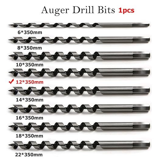 SagaSave 12 * 350mm Wood Auger Drill Bit, Ship Auger Long Drill Bit for Soft and Hard Wood, Plastic, Drywall and Composite Materials, 1Pcs
