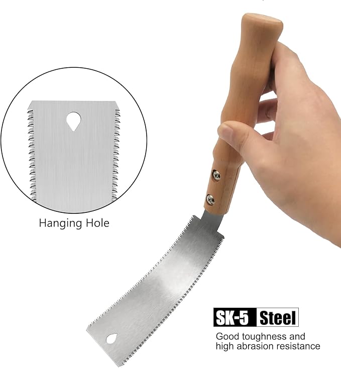 Japanese Hand Saw, 6 Inch Flush Cut Double-Sided Fine Teeth Wood Pull for Hardwood & Softwood Woodworking Trim (15/17TPI)