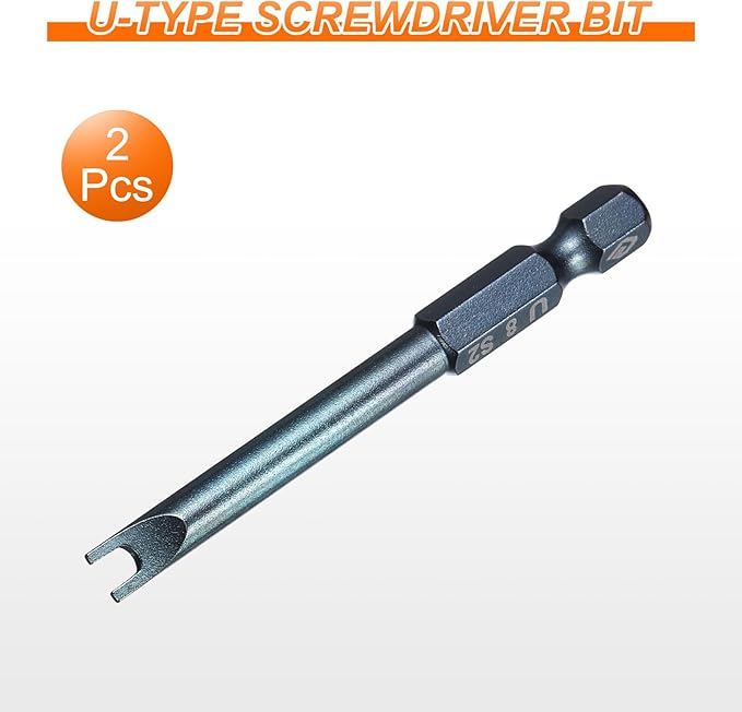 HARFINGTON 2pcs U-Type Screwdriver Bit 1/4" Hex Shank U8 Magnetic Head 2.6" Length S2 Steel U-Shaped Screw Driver Bit for Repair Work Electric Screwdriver, Blue