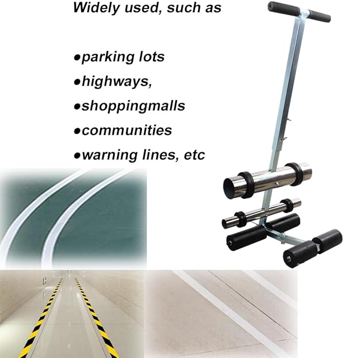 PreAsion Hand-Push Tape Marking Machine Manual Floor Tape Applicator with Rubber Roller for Lane & Court Marking Durable Tape Sticking Machine