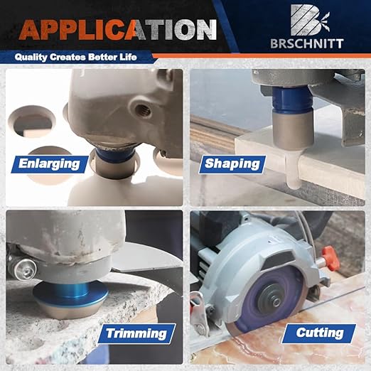 Diamond Core Drill Bit Set - BRSCHNITT Tile Hole Saw Kit 1/4" 5/16" 1" 1-3/8"2" 2-1/2" & 3/8"-1" Finger Bit & 1-3/8"Chamfer Bit for Porcelain Tile Ceramic Marble Granite Diamond Blade