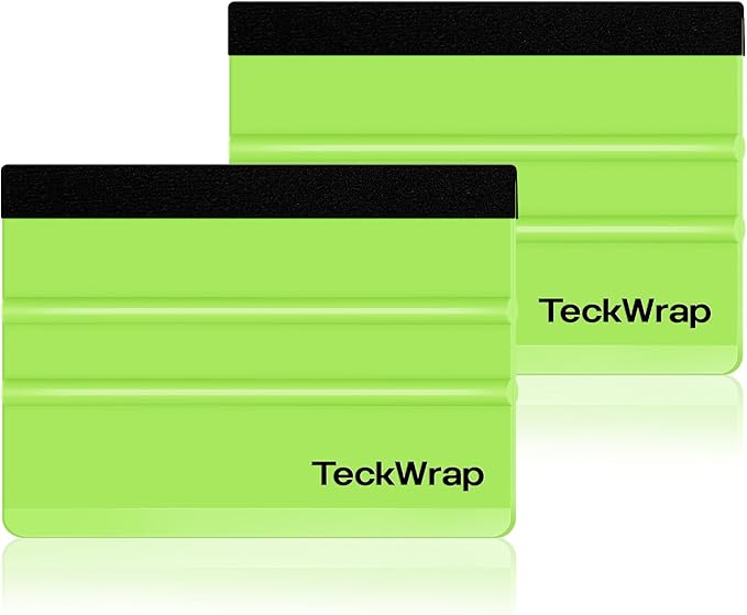 TECKWRAP 2 PCS Professional Felt Squeegee for Vinyl Stickers & Wallpaper - Scratch - Free (Neon Green)
