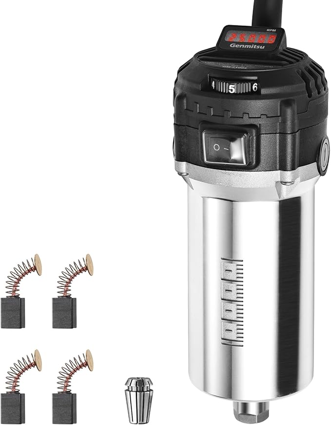 Genmitsu 710W CNC Compact Router 65mm Diameter, Spindle Motor with LCD Digital Display 6 Adjustable Speeds, 1/8??ER11 Collet, 4 Carbon Brushes, for CNC Milling Machine
