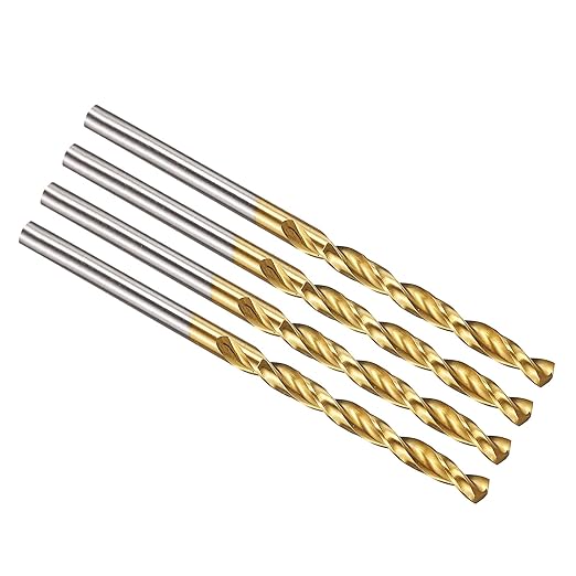 PATIKIL 2.5mm Drill Bit, M42 8% Cobalt High-Speed Steel Jobber Straight Shank 135° Titanium Nitride (TiN) Coated for Hard Metal Stainless Steel - 4 Pack