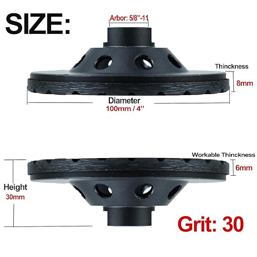 2pcs - 4" Concrete Diamond Cup Wheel Grinding with 5/8"-11 Arbor 30 Grit, Turbo Diamond Angle Grinder Wheels Steel Based for Concrete Granite Marble Masonry Brick