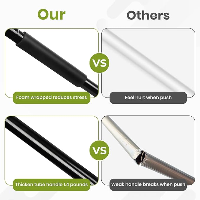24-Inch Push Broom Outdoor with Stiff Bristle, Heavy Duty Broom Brush with 63??Long Handle for Deck Patio Driveway Garage Warehouse Shop Floor Sweeping & Scrubbing
