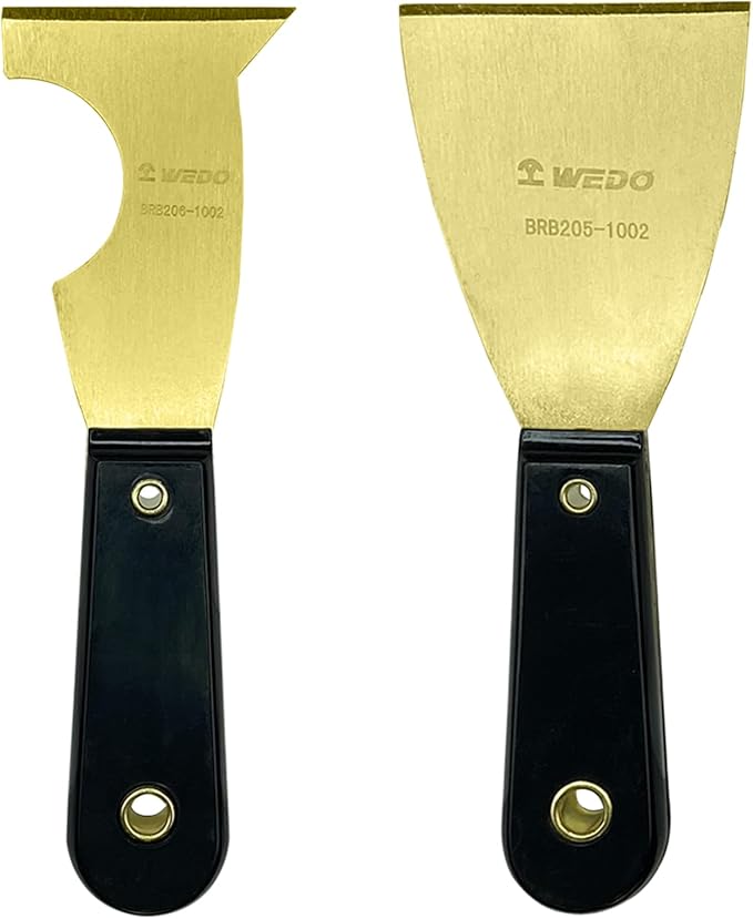 WEDO 2-Piece Brass Putty Knife Set, 3" Wide Blade and 2-1/2" Multifunctional Blade with Bakelite Handle, Drywall Knife, Scraper Tool for Plaster Scraping Drywall Finishing