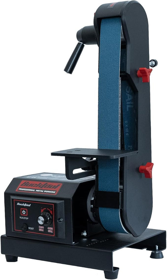 Bucktool Variable Speed 2횞42 Inch Belt Sander 3.5A DC Motor with Control Panel, Quick Belt Release, Adjustable Foot, Horizontal or Wall-Mountable Bench Machine for Knife Making and Metalworking