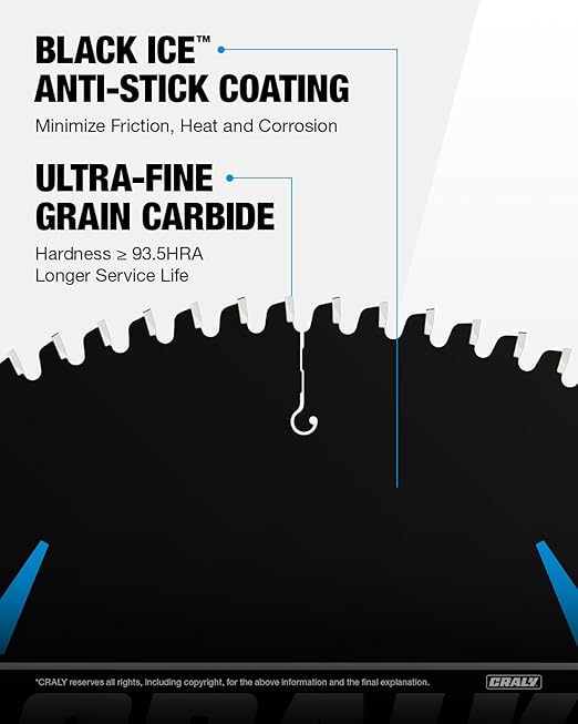 CRALY 12 Inch 100 Teeth Aluminum and Non-Ferrous Metal Cutting Circular Saw Blade, 1 Inch Arbor, Carbide Tipped, Thin Kerf, Black Ice™ Coating, for Medium Aluminum, Plastic, Composite(C12100AL)