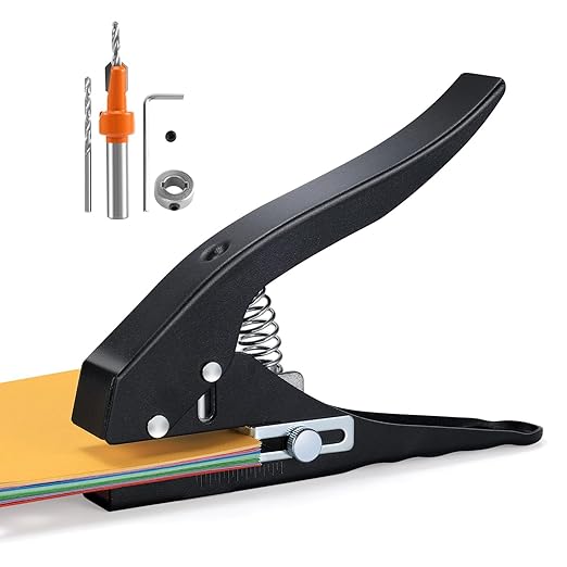 12mm Heavy Duty Hole Puncher Single, Circle Hole Punch Paper Punch Hand-Held Round Single Hole Punch for ID Cards PVC Cards Badge Photos Easy Install