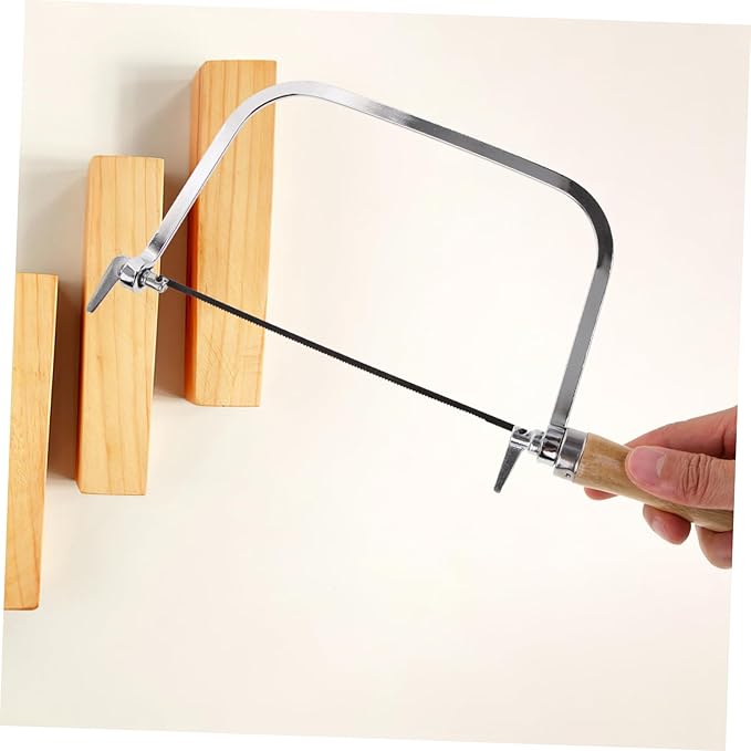 1set Portable Hand Saw Wooden Handle Coping Saw for Woodworking Includes Replacement Blades for Projects and Outdoor Use