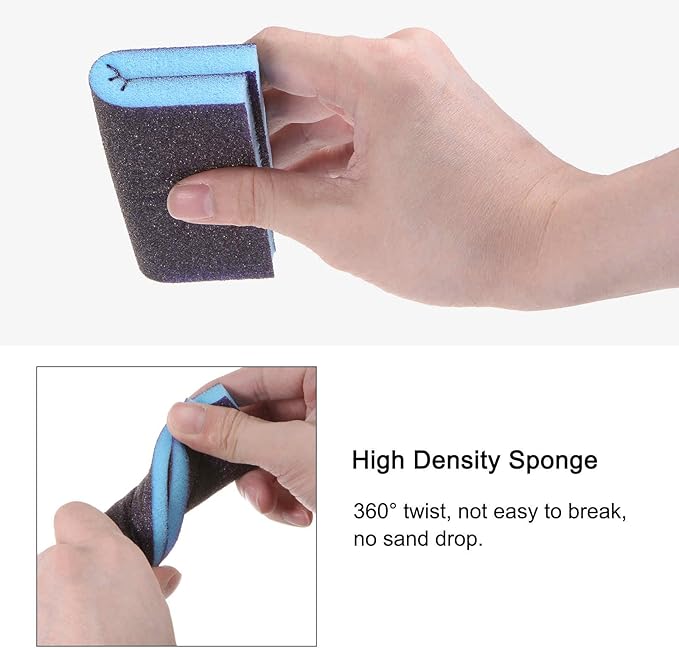 HARFINGTON 16pcs Superfine Sanding Sponge Blocks 800-1000 Grit Foam Sanding Block Pad for Polishing Kitchen Metal Wood Drywall, 120x100x12mm, Brown