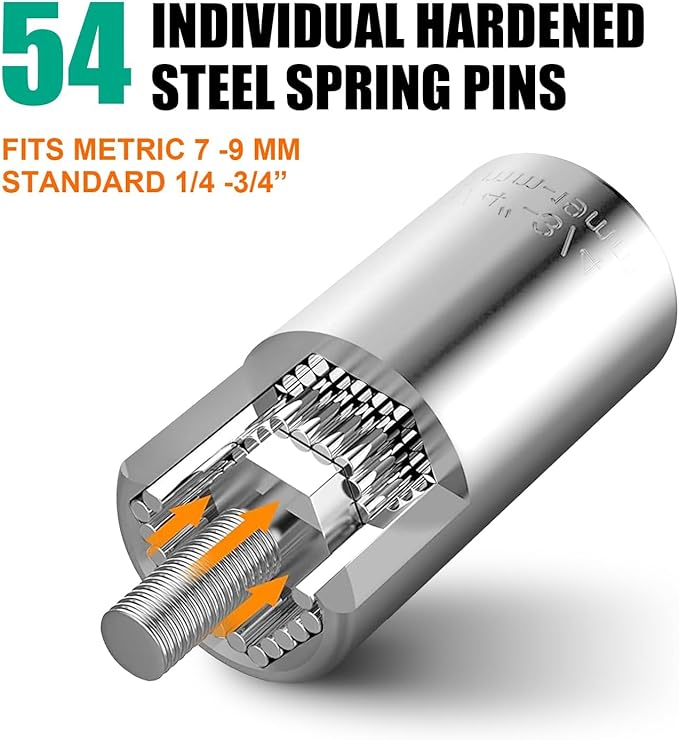 Prowin Universal Socket Set Gift for Men Dad Multi-Function 2 Pcs with Power Drill Adapter Birthday Holiday Cool Stuff Gadgets for Women Husband (7-19mm)