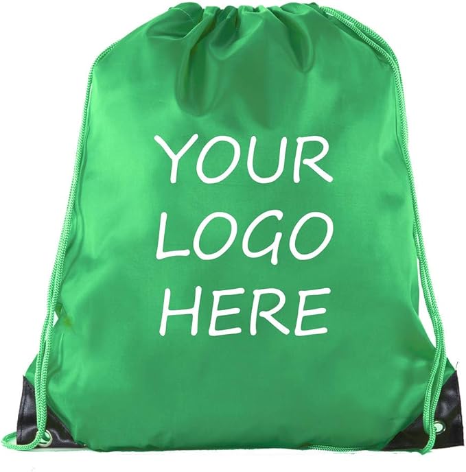 Mato & Hash Custom Bags With Your Logo | 10PK Promotional Drawstring Backpack - 10PK Forest Green CE2500