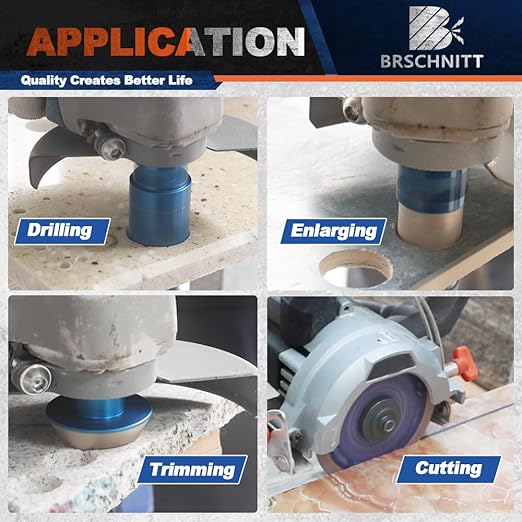 Diamond Core Drill Bit Set - BRSCHNITT Tile Hole Saw Kit 1" 1-3/8"2"& 4/5" Finger Bit & 2" Chamfer Bit for Porcelain Tile Ceramic Marble Granite&Diamond Blade