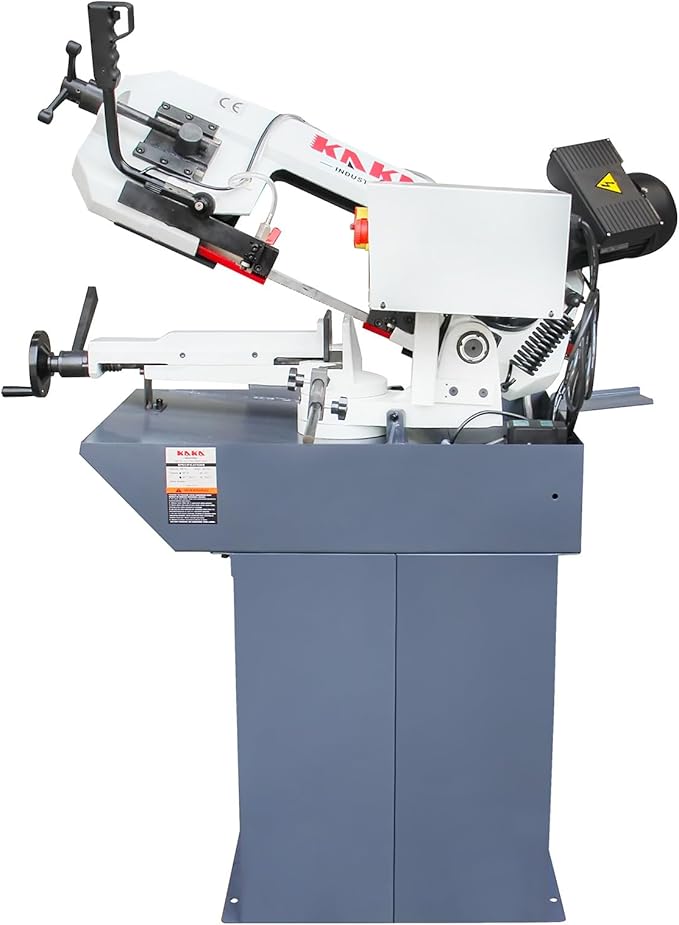 KAKA Mitering Metal Band Saw with 7.8 inch x 4.7 inch Cutting |45° Miter Angle, 1.1HP Motor for Steel and Aluminum, Auto Shut-Off Safety | BS-75G with Coolant System