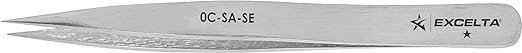 Excelta - 0C-SA-SE - Tweezers - Fine Point - Miniature - Straight - One Star - Anti-Mag. SS, 0.06" Height, 0.29599999999999999" Wide, 3.5" Length
