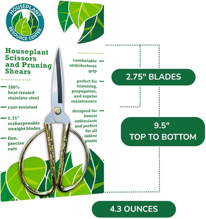Premium Houseplant Scissors | 100% Stainless Steel, Ultra-Precise Garden Clippers for Propagation & Trimming | Rust-Resistant, Easy Clean Pruning Shears | Indoor & Outdoor | Comfortable & Ambidextrous