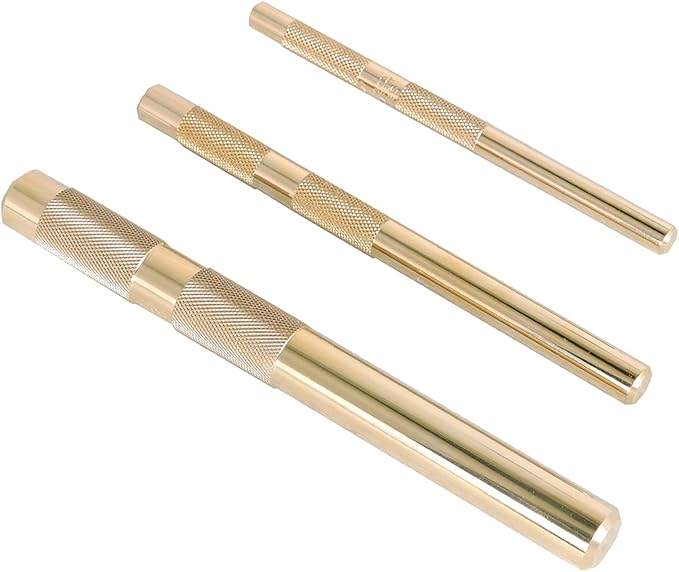 labwork 61360 3PCS Brass Drift Punch Set for Precision Hole Punching