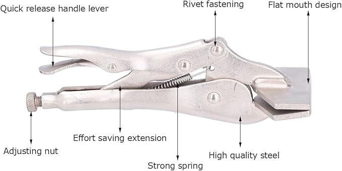 Flat Locking Pliers Heavy Duty Adjustable Steel Tool (8 inch)