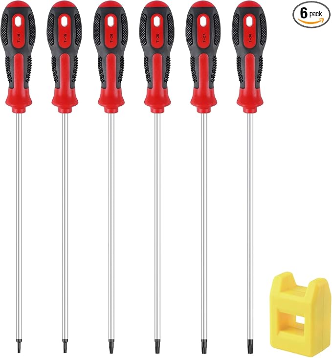 Extra Long Torx Star Screwdriver Set T10 - T30 Screwdrivers Length 12-inch 6-Piece