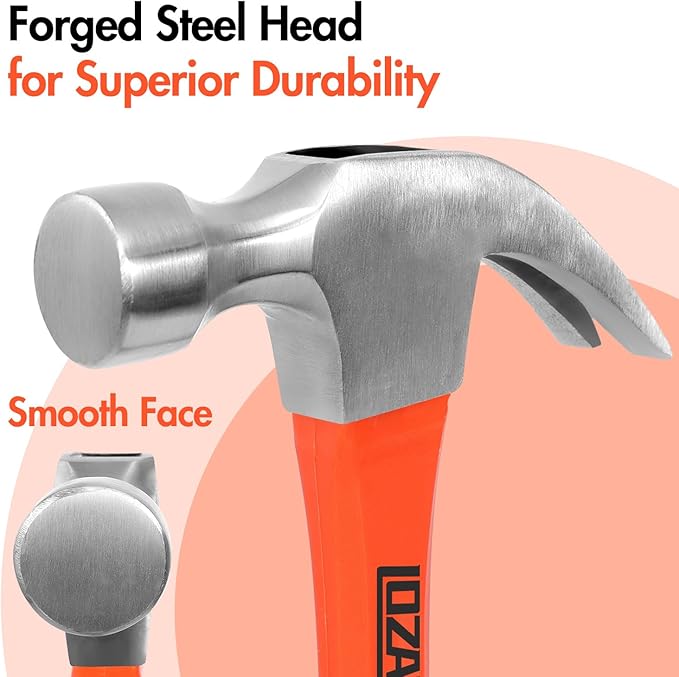 5-Piece Hammer Set, 2LB Dead Blow Hammer | 16oz Claw Hammer | 16oz Rubber Mallet | 35mm Double-Faced Soft Mallet | 8oz Small Hammer