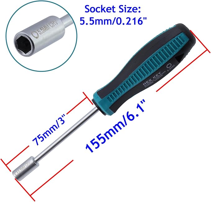5.5mm Hex Nut Screwdriver Socket Driver Hex Nut Key Wrench Screwdriver - Pack of 2