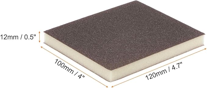 HARFINGTON 16pcs Fine Sanding Sponge Blocks 320-400 Grit Foam Sanding Block Pad for Polishing Kitchen Metal Wood Drywall, 120x100x12mm, Brown