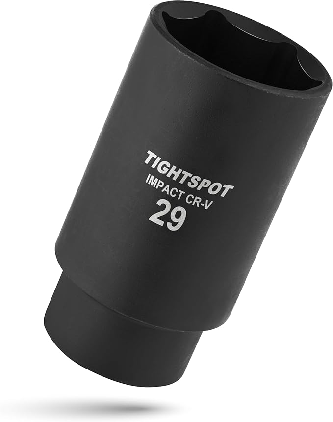 TIGHTSPOT 1/2 Inch Drive - 29 mm Deep Impact Socket with Anti-Rounding 6 Point Design, Heat-Treated CRV Steel, Metric