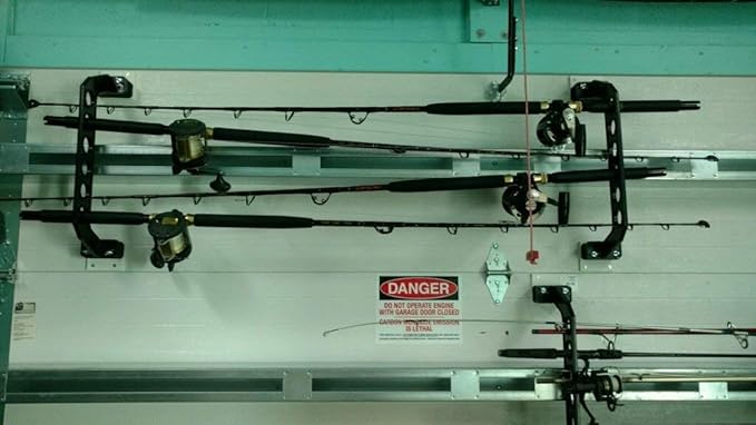 Cobra Storage Garage Door Storage Rack, 18" Black ABS Plastic Fishing Rod Holder, Ultimate Organization for Fishing Gear and Equipment, Garage Storage System