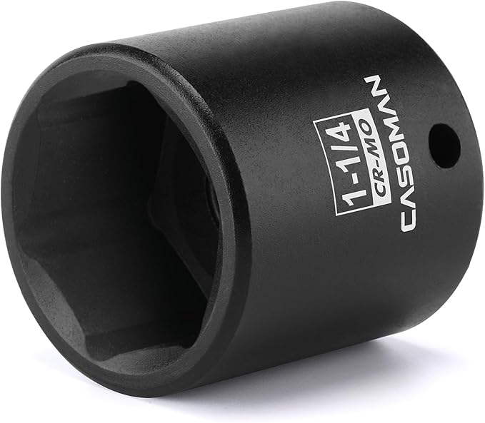 CASOMAN 1/2" Drive x 1-1/4" Impact Socket, 6-Point, SAE, CR-MO