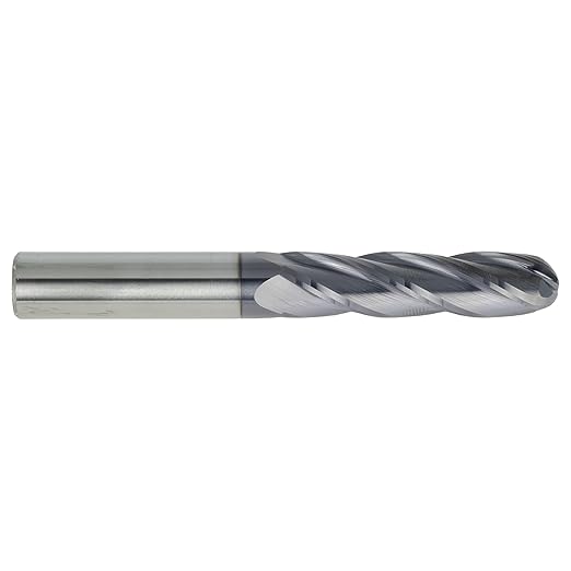 CME 3 pcs Micrograin Carbide End Mills, Ball Nose, TiAlN Coated, 1/2" Mill Diameter, 2" Length of Cut, 4" Overall Length, 4 Flute, Center Cutting