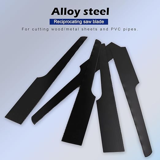 10Pcs Reciprocating Saw Blade Set, Reciprocating Air Saw Hacksaw Blades Tools for Metal, Woodcutting, Rubber (Black -24T-10pcs)