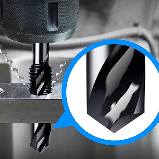 6-Piece 6-32NC Combination Drill Tap Countersink Bit Set SAE, Made of High-Speed Steel with Anti-Rust Blackened Coating, Ideal for Soft Metal, Wood & Plastic, 6-32NC Thread Size, 1/4??Hex Shank