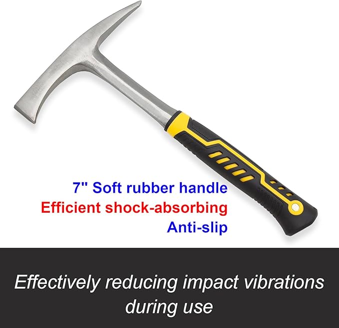 JOYFUL&HOPEFUL Heavy Duty Chipping Hammer,28oz,Professional Slag Removal Hammer,Forged Steel,12.6",Efficiently Removes Welding Slag and Spatter,with Wire Brush